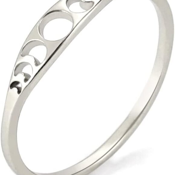 Minimalist Phase of the Moon Rings Women Stainless Steel Moon Phase Ring Geometr - Picture 1 of 7